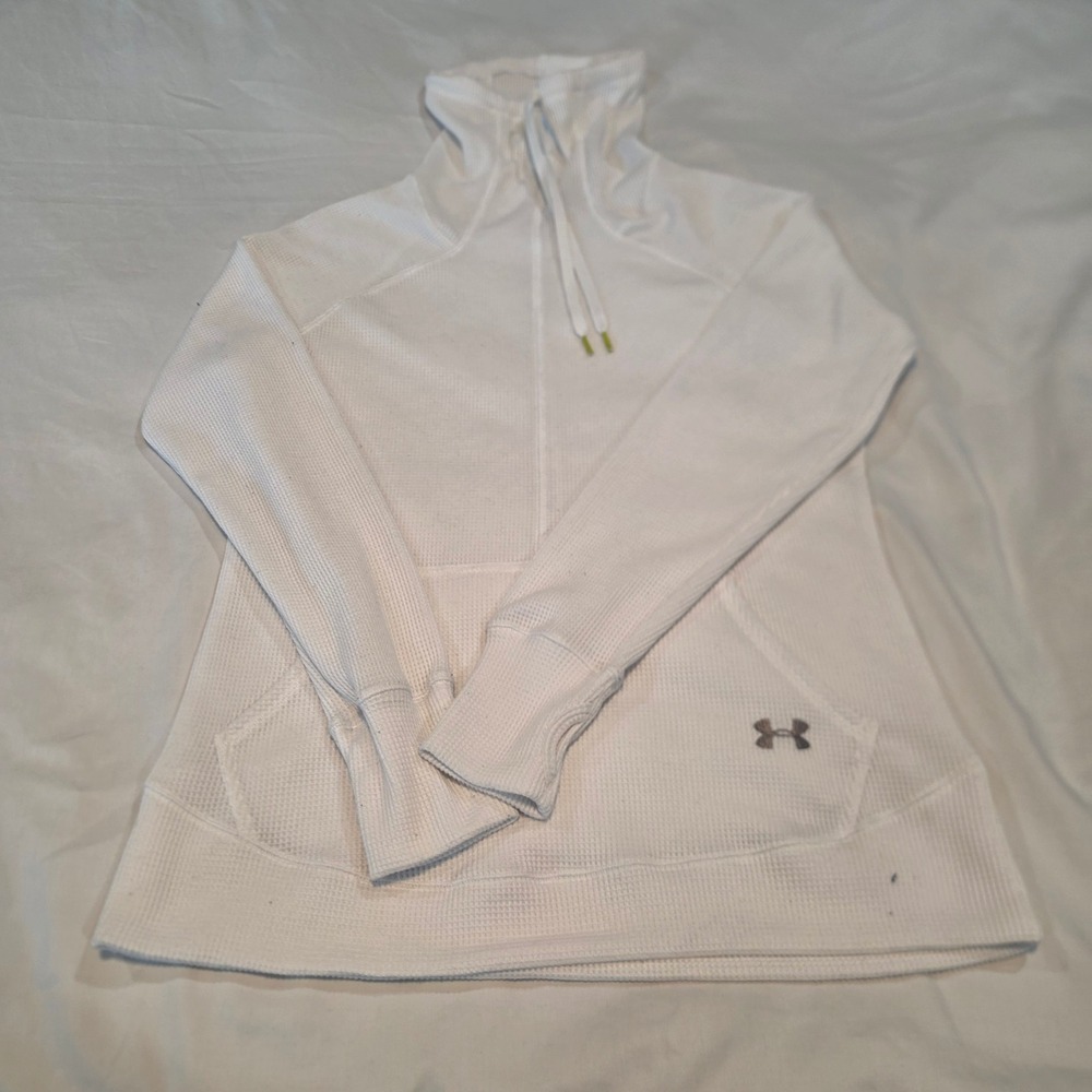 Under Armour Pullover Womens M White Excellent Waffle Knit Funnel Neck 1479